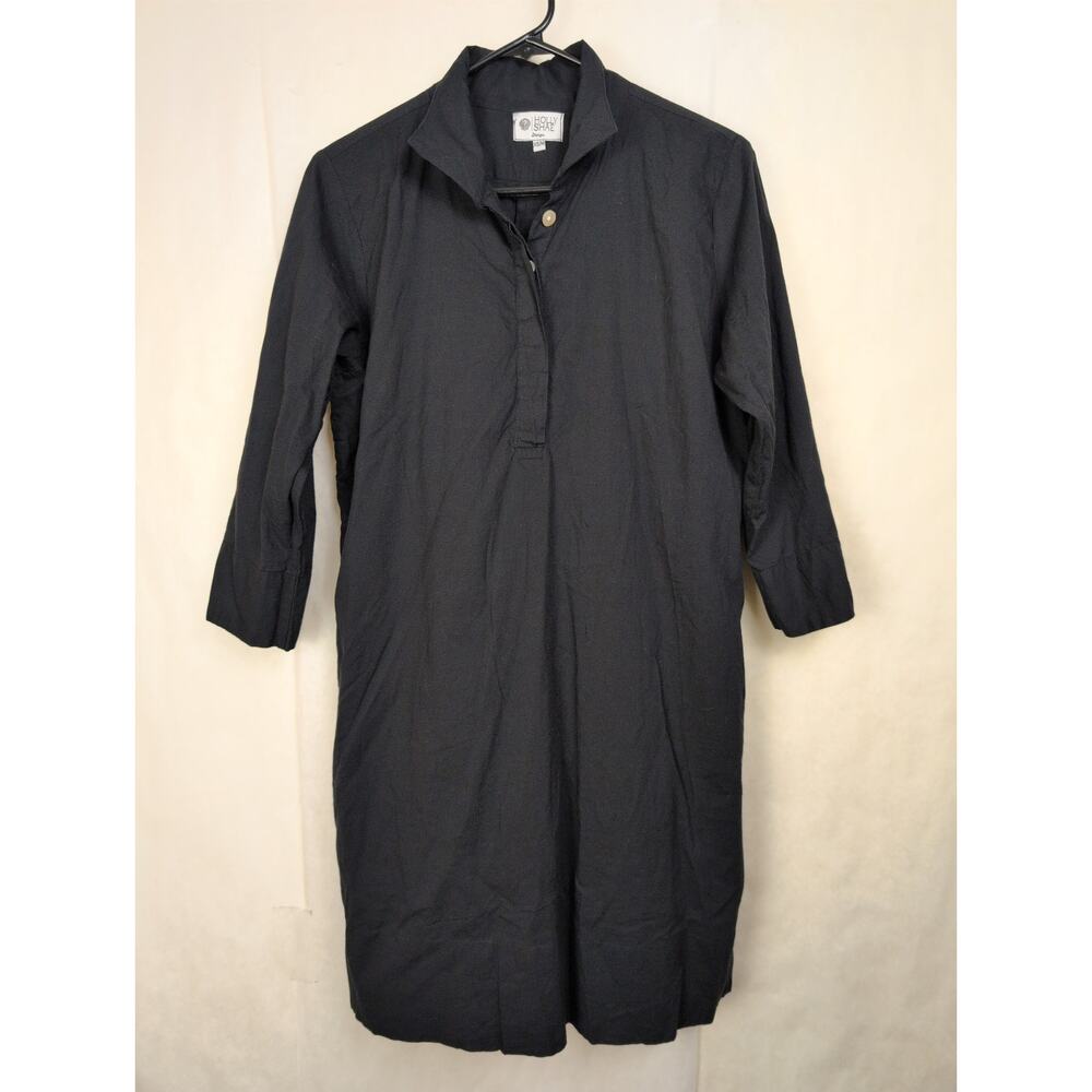 Holly Shae black cotton gauze shirt dress Size XS/Med Minimal Coastal Resort